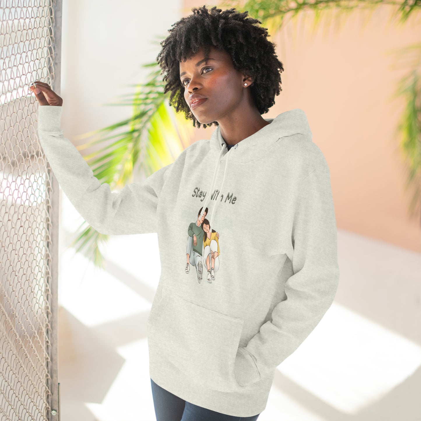 Stay with me Three-Panel Fleece Hoodie