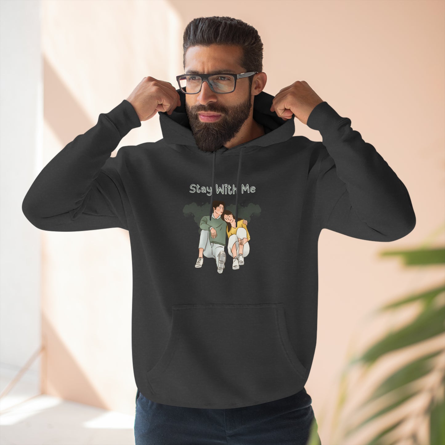 Stay with me Three-Panel Fleece Hoodie