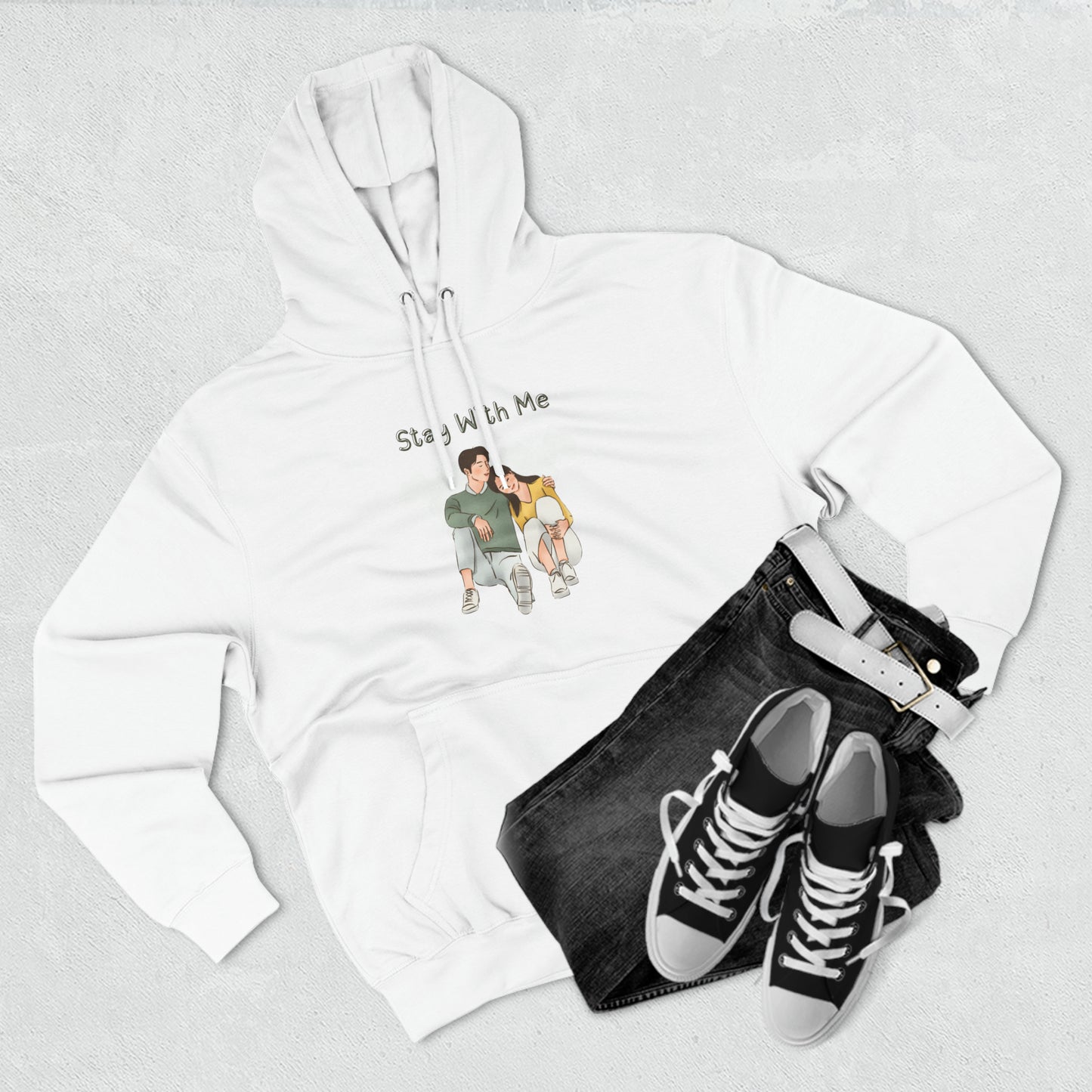 Stay with me Three-Panel Fleece Hoodie