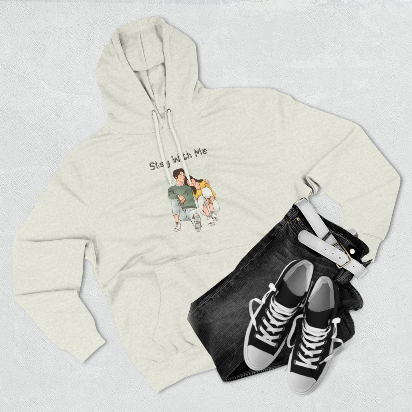 Stay with me Three-Panel Fleece Hoodie