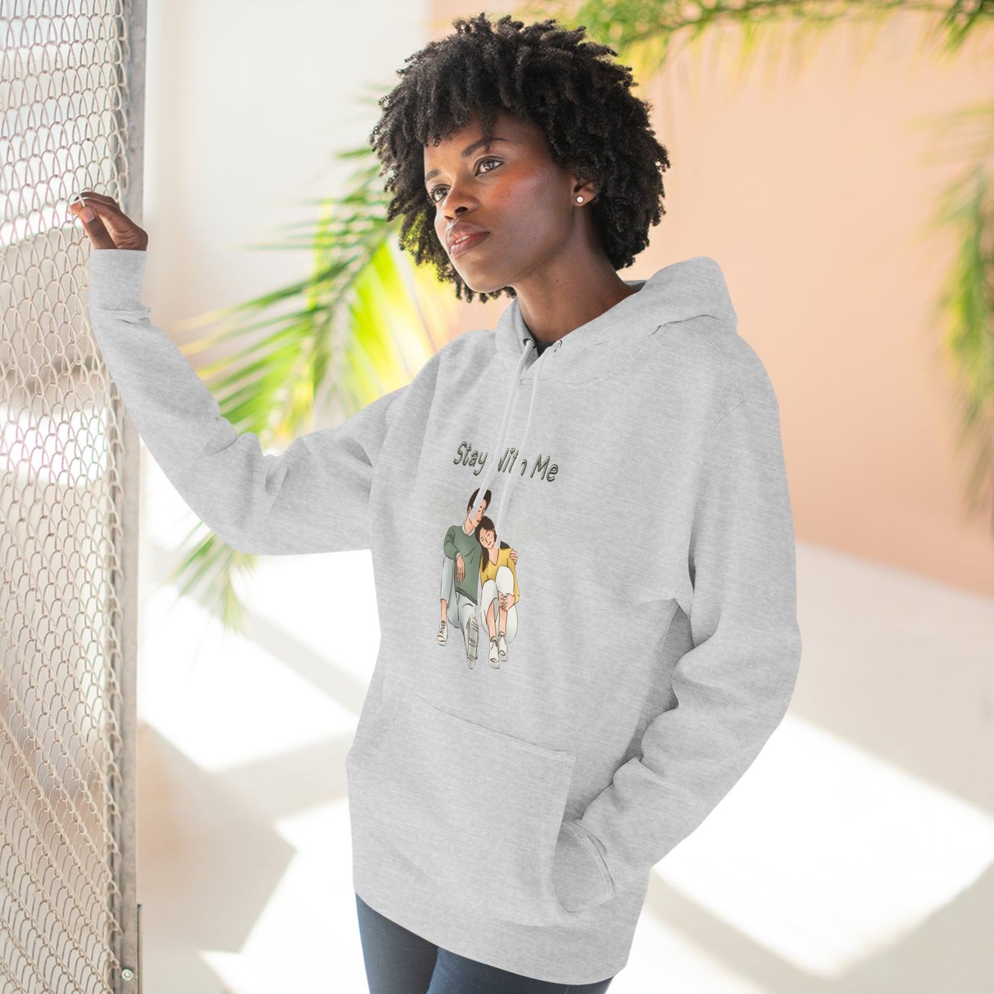 Stay with me Three-Panel Fleece Hoodie